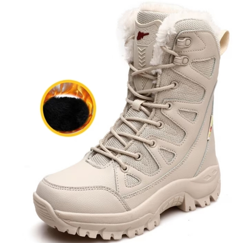 Waterproof Cream Snow Boots Outdoor Mid-tube Lace-Up Size 38EU - Picture 5 of 15